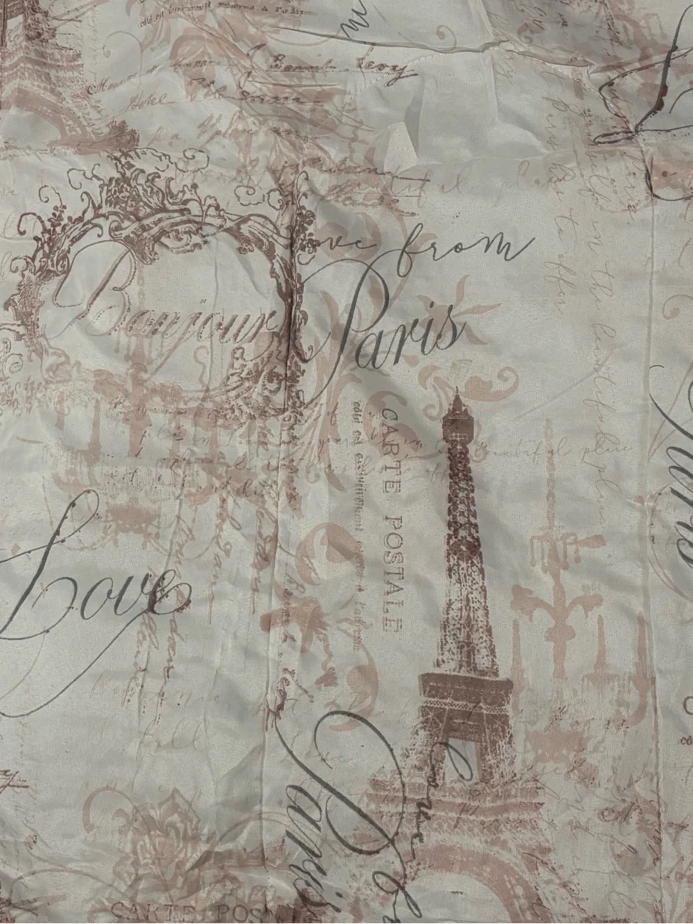 Paris Eiffel Tower Script Print Bedding